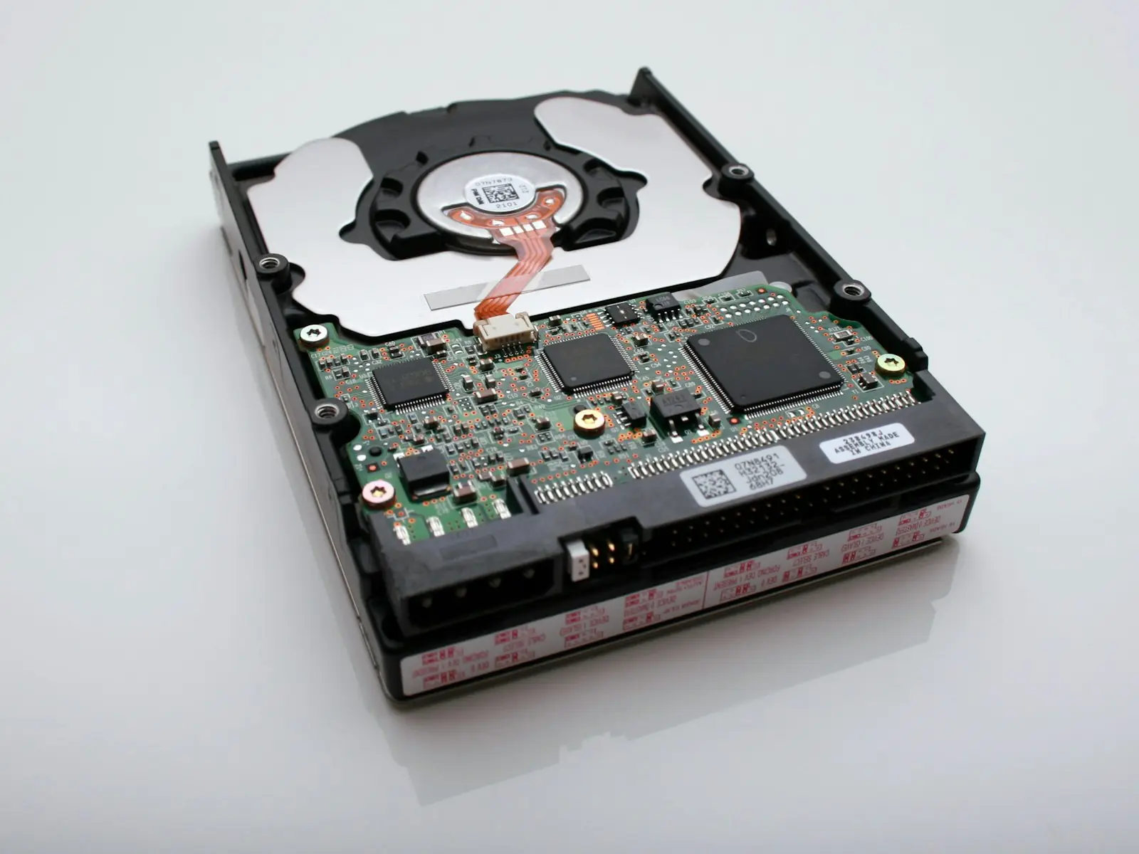 The inside of a hard drive
